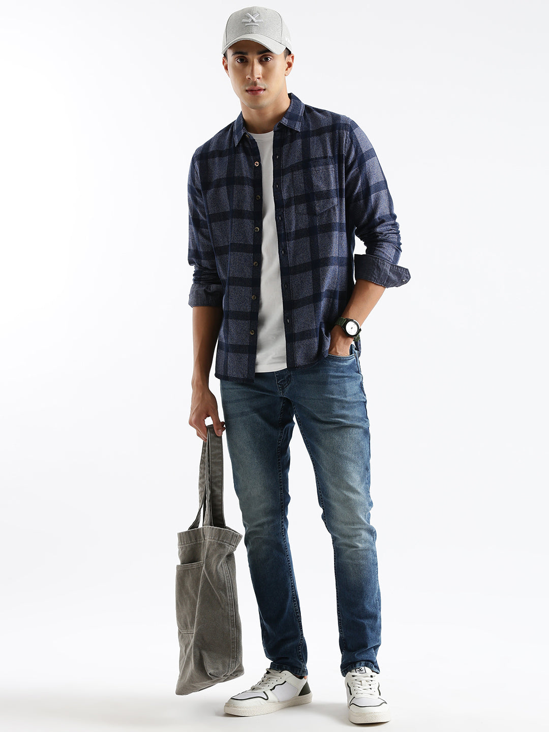 Checked Casual Spread Collar Shirt