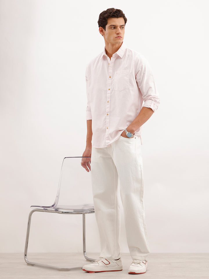 Regular Fit Striped Shirt  | Pink
