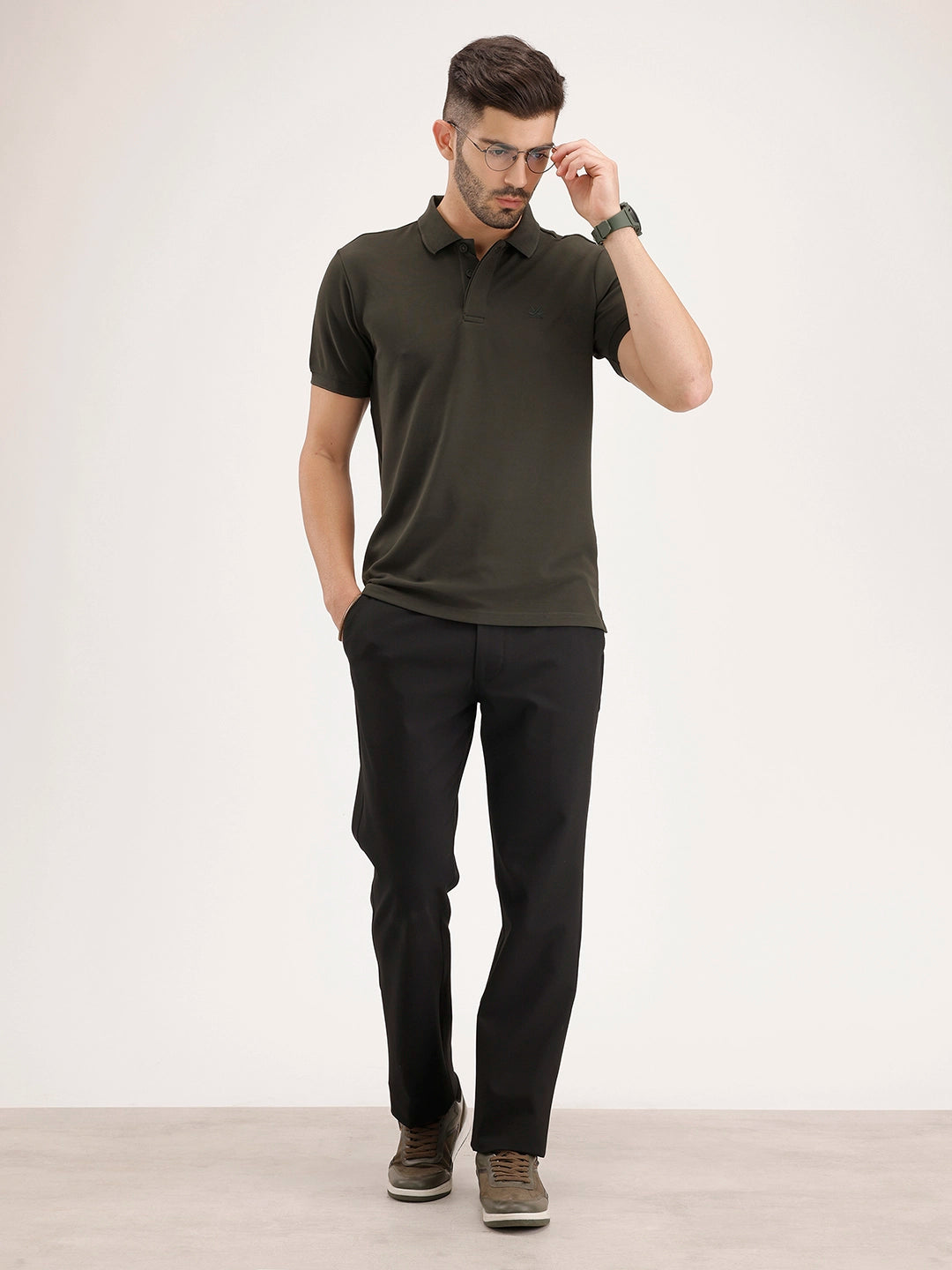 Solid Slim Fit Polo T-Shirt | Green
