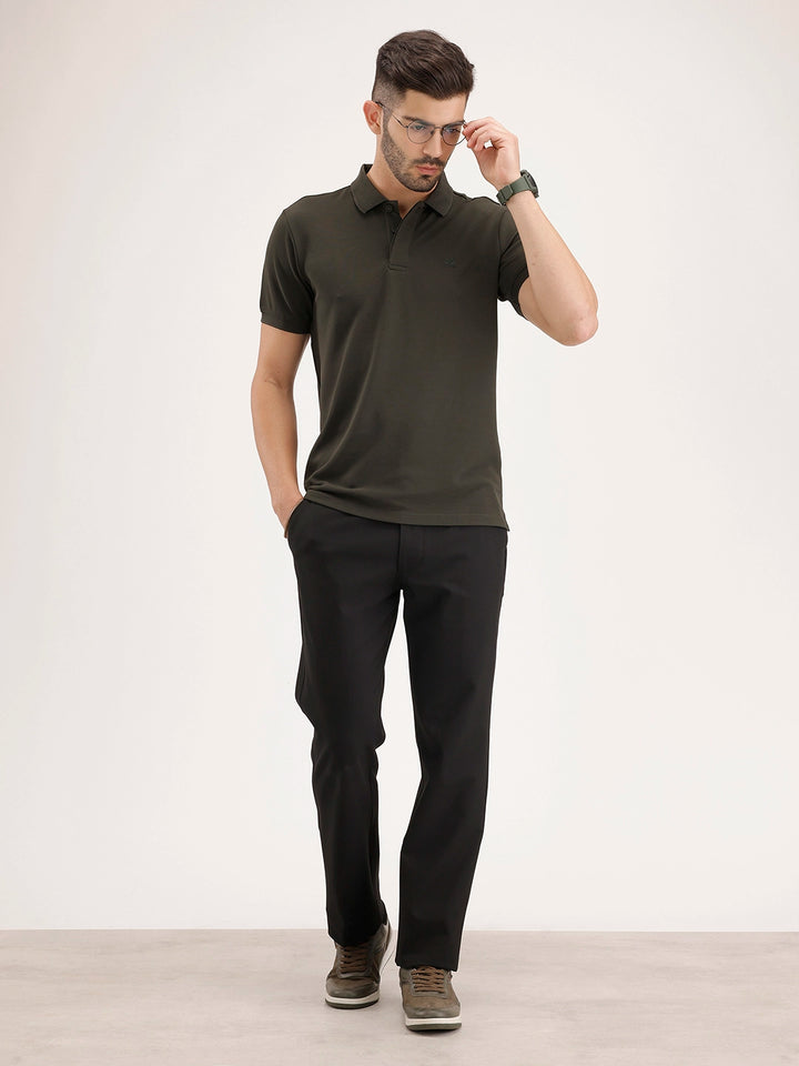 Solid Slim Fit Polo T-Shirt | Green