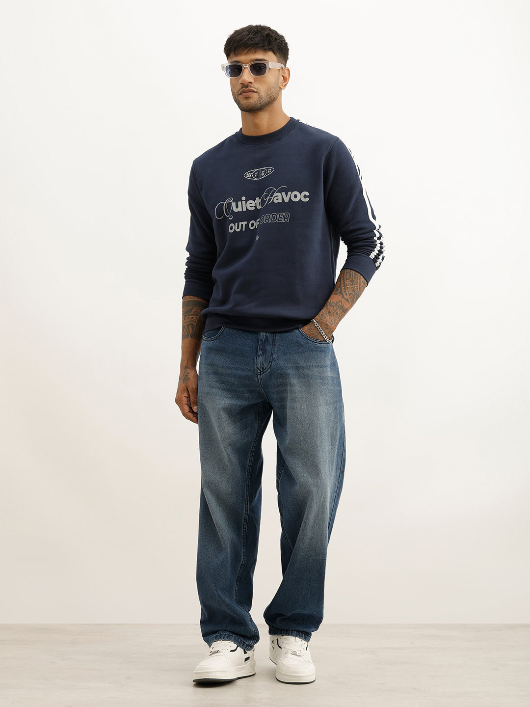 Regular Fit Placement Printed Sweatshirt | Blue