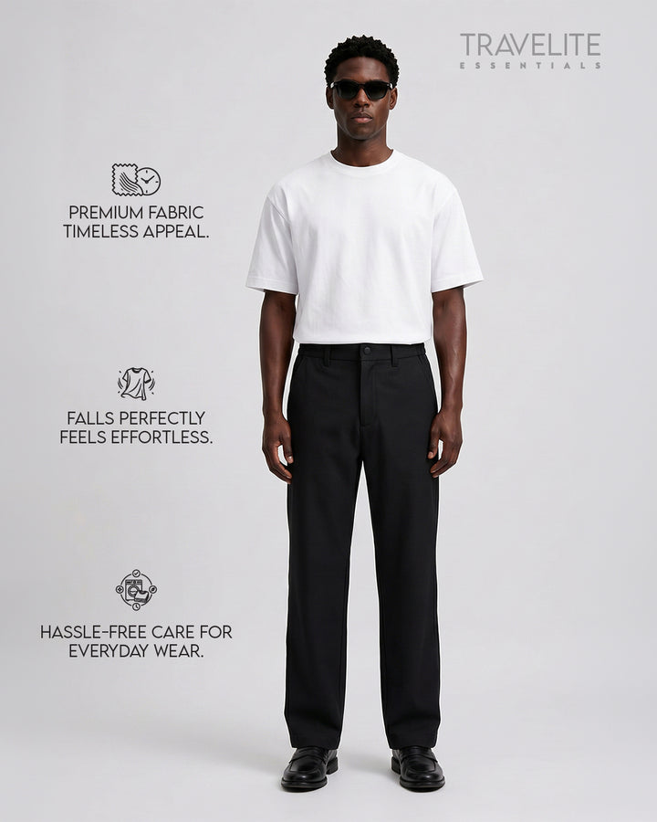 Travelite Straight Fit Trousers | Essential |  Black