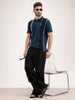 Slim Fit Pannel Printed Polo T-Shirt | Teal