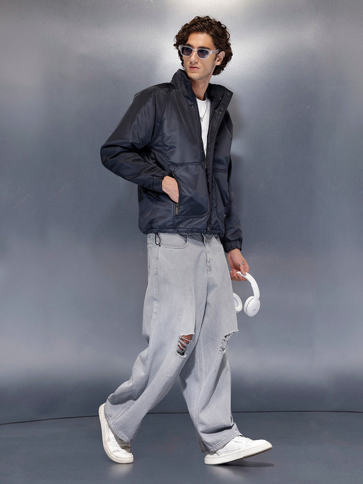 Men’s classic navy high-neck bomber | Navy Blue