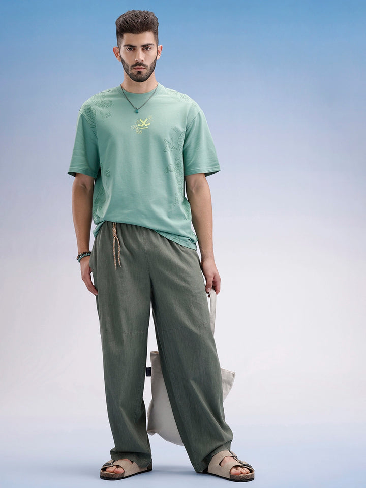 Oversized Front Printed T-Shirt | Green
