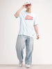 Oversized Placement Printed T-Shirt | Light Blue