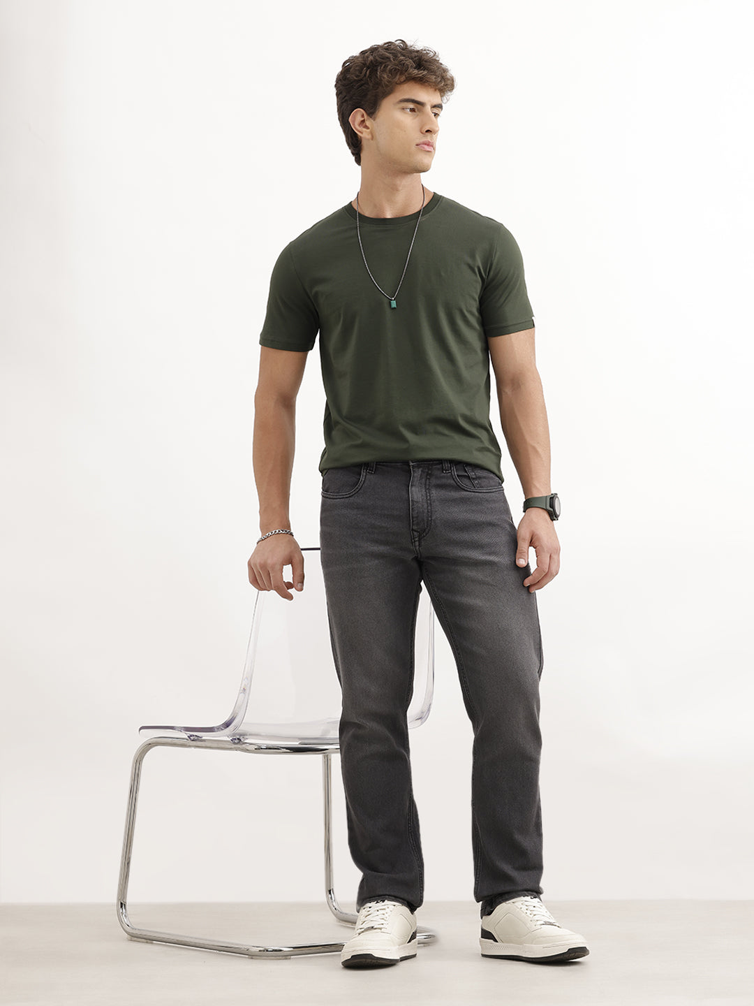 Solid Straight Fit Denim Jeans | Grey