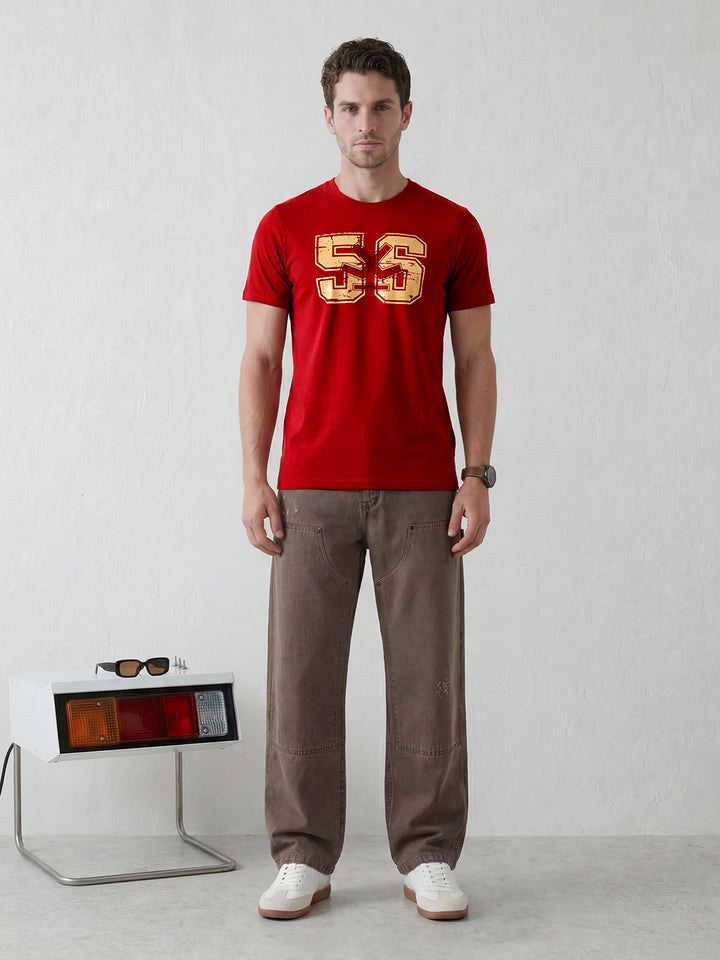 Vintage Varsity Style Graphic Tee | Red