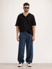 Loose Pleate Fit Denim Jeans | Blue