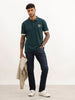 Regular Fit Contrast Sleeve Polo T-Shirt | Teal