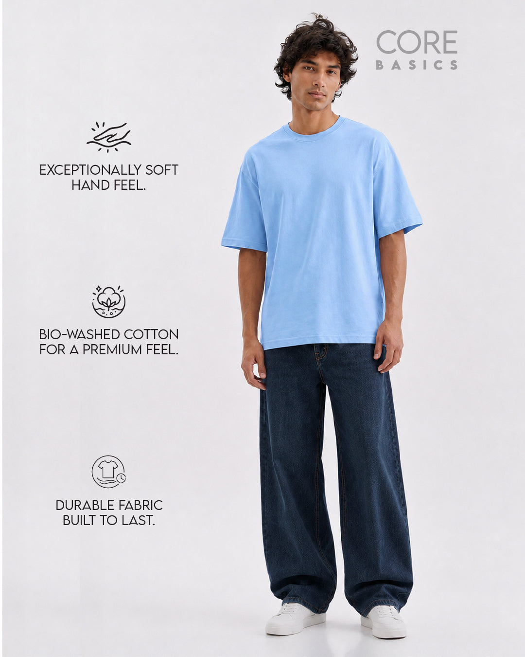 Core Basics Oversized Fit T-Shirt | Essential | Light Blue | WTS01HSSL1312W