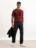 Classic Slim Fit Flock Print T-Shirt | Wine