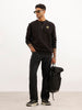 Comfort Fit Placement Printed Sweatshirt | Black