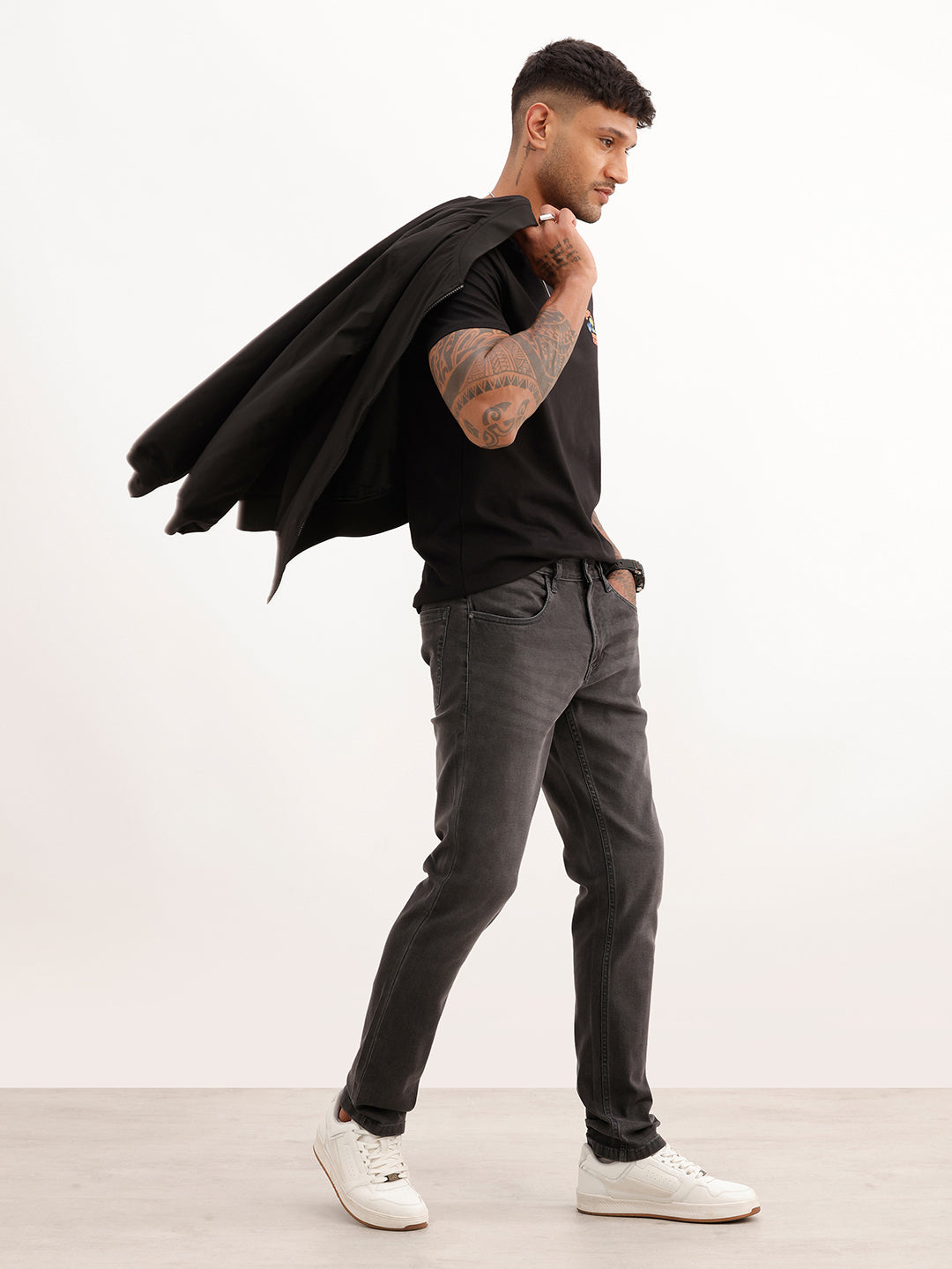 Faded Slim Fit Denim Jeans | Dark Grey