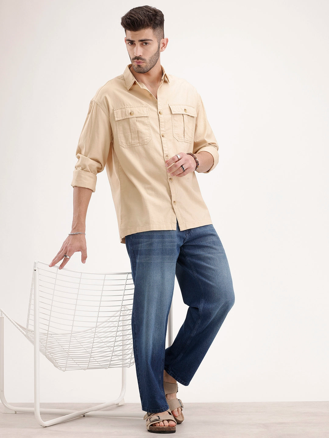 Loose Fit Faded Denim Jeans | Blue