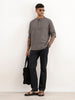 Textured Slim Fit Mandrin Collar Shirt | Grey