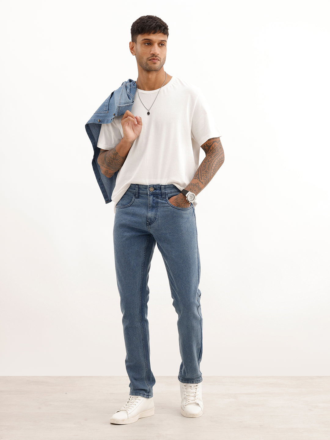 Faded Slim Fit Denim Jeans | Blue