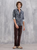 Printed Corduroy Slim Fit T-Shirt With Plush Handfeel | Black