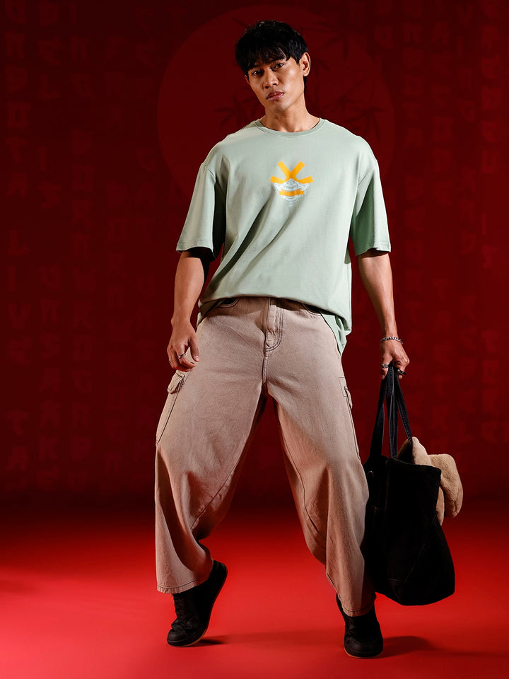 Wrogn Graphic Printed Oversized Fit T-Shirt | Green