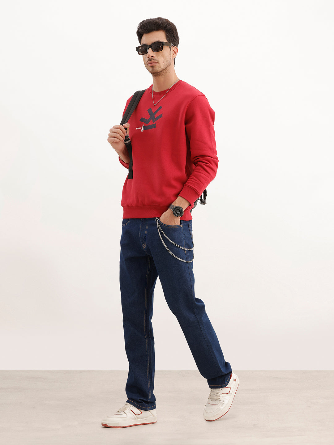 Comfort Fit Placement Printed Sweatshirt | Red | WVSS9026F