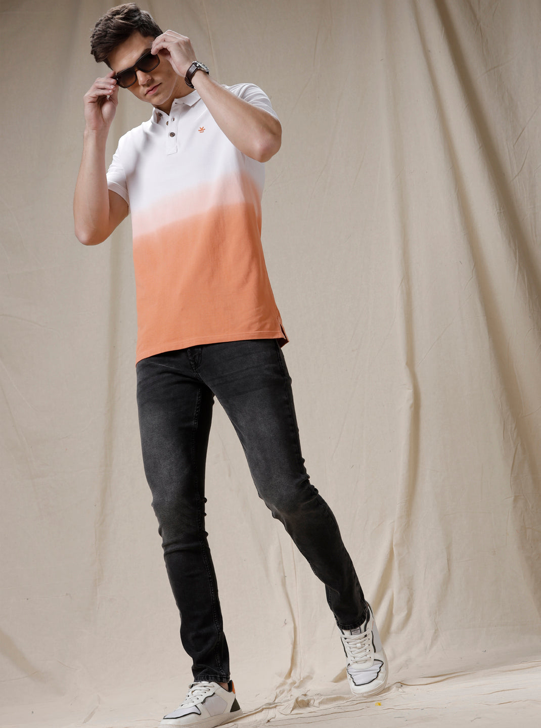 Washed Fade Orange Polo T-Shirt