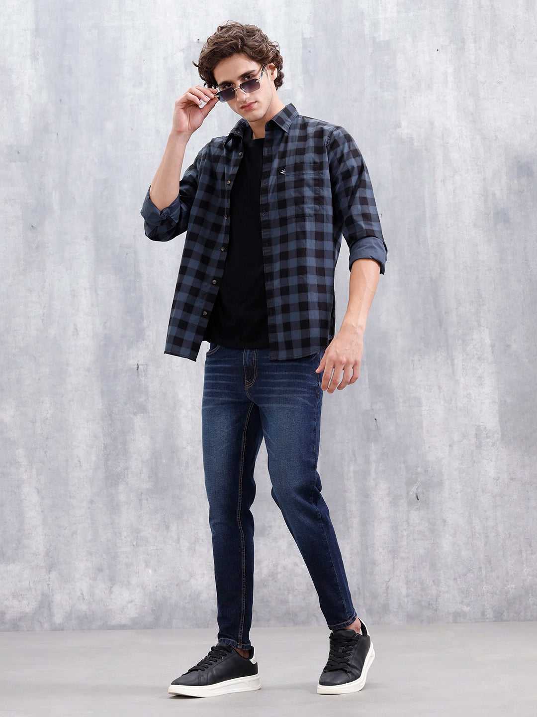 Men Casual Skinny Crop Jeans | Dark Stone