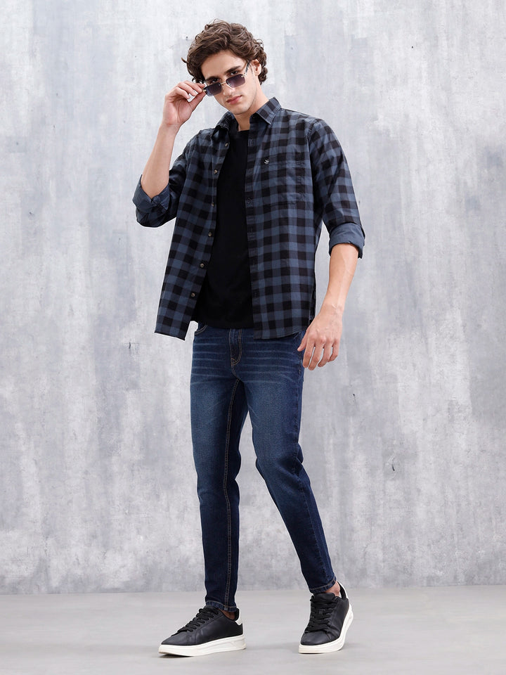 Men Casual Skinny Crop Jeans | Dark Stone