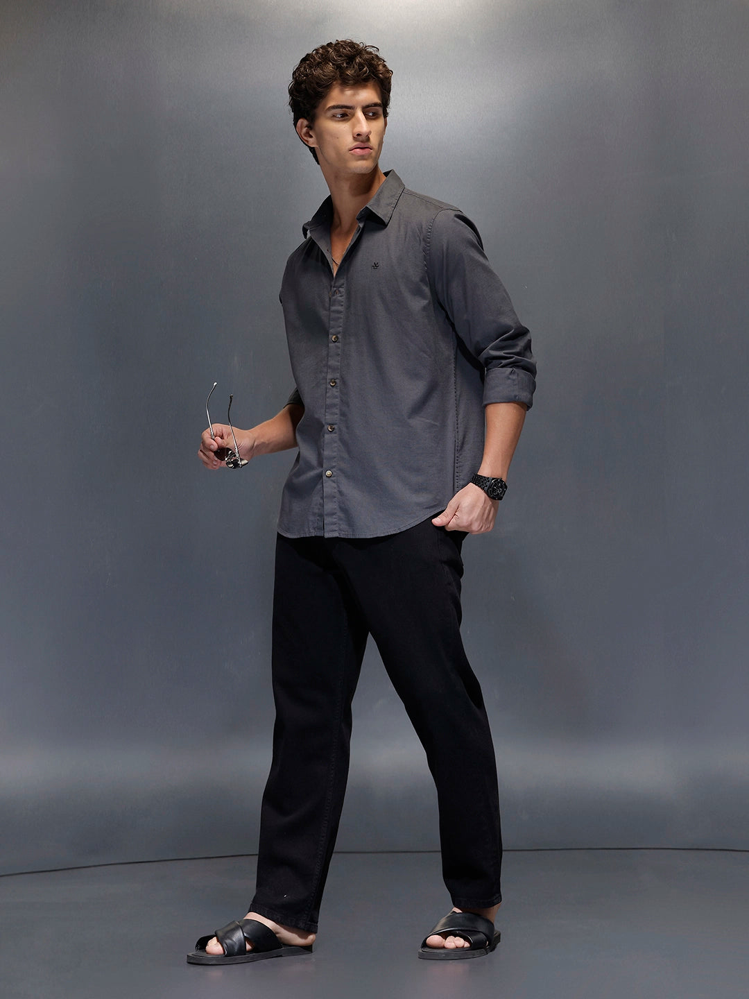 Men's Slim Fit Casual Shirt  |  Dark Grey