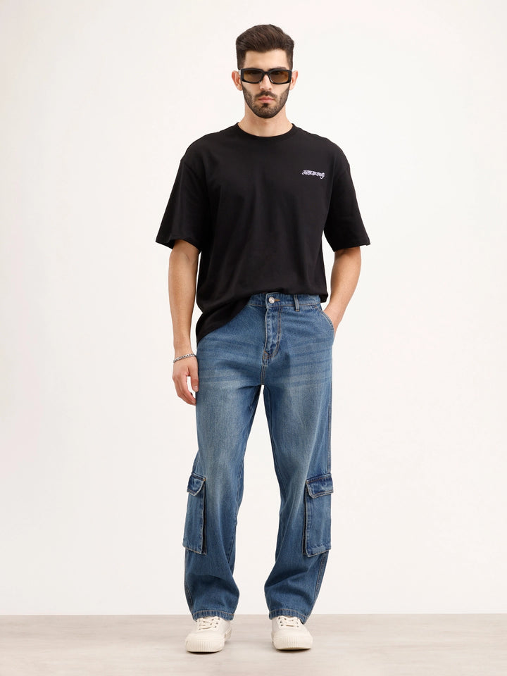 Loose FiT Cargo Denim Jeans | Blue