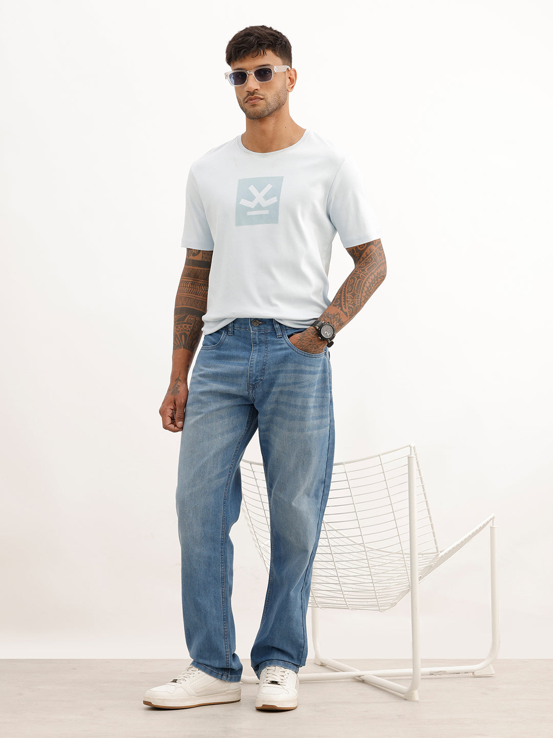 Anti Fit Faded Denim Jeans | Light Blue | WUJN2921M