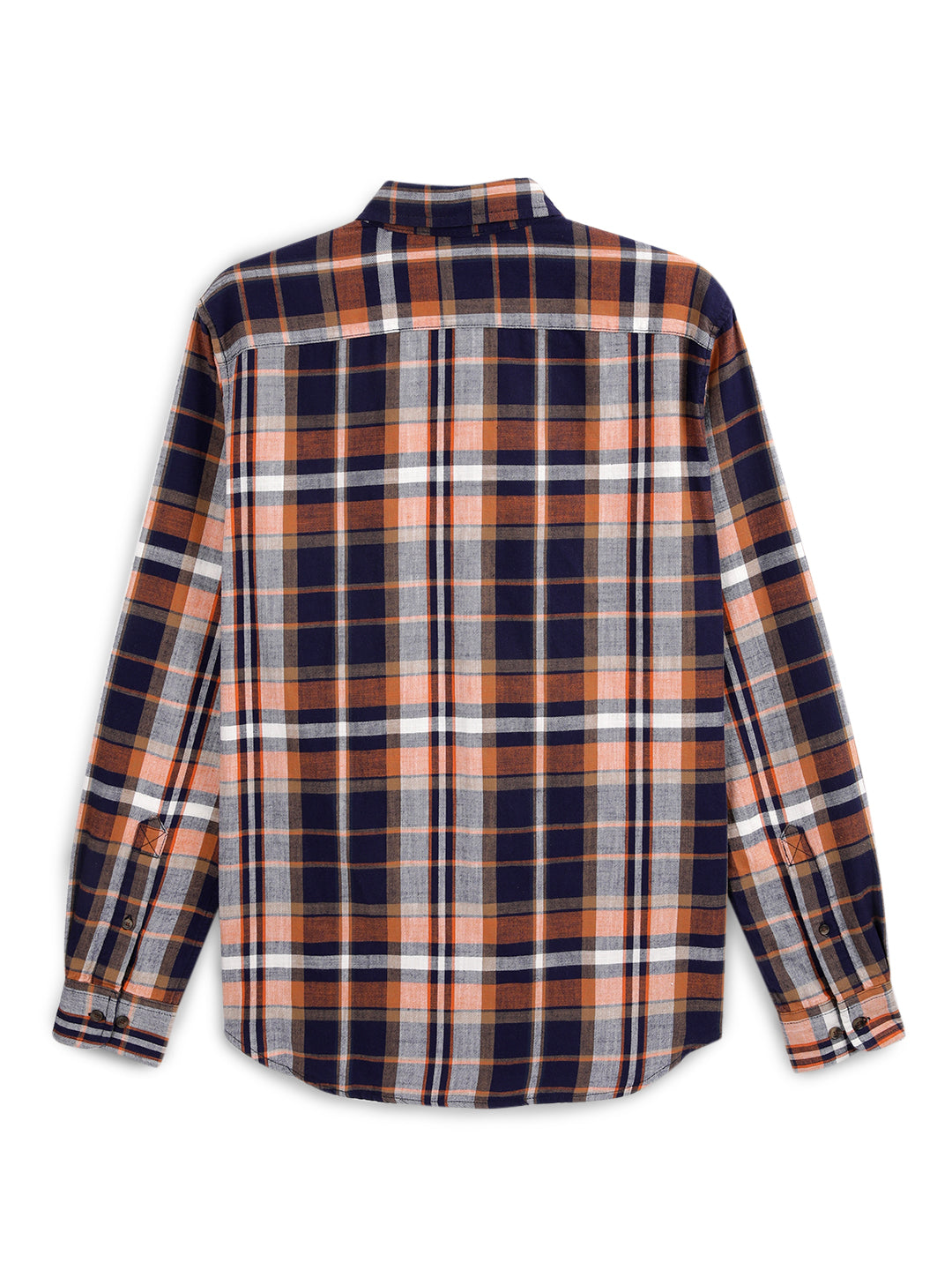 Orange Checked Slim Fit Shirt