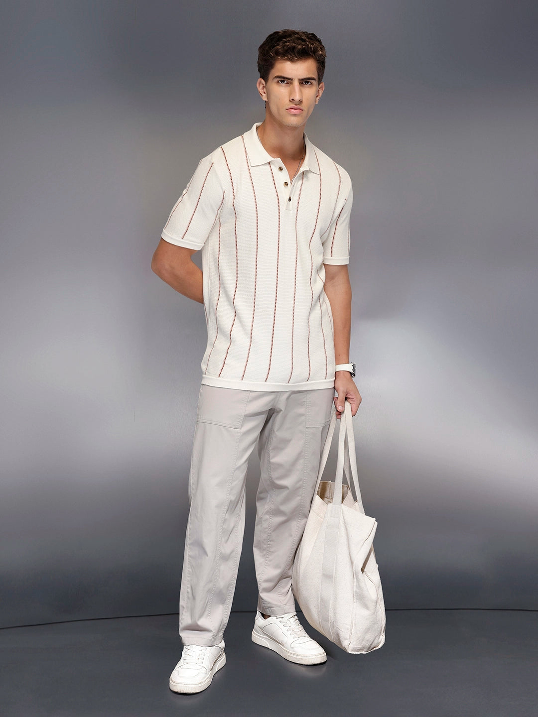 Men’s waffle texture slim fit polo | Off White