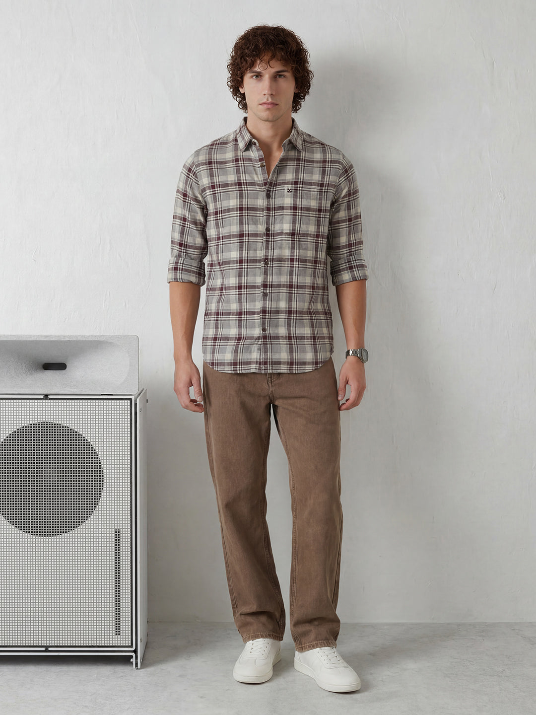 Regular Fit Checkered Shirt | Maroon