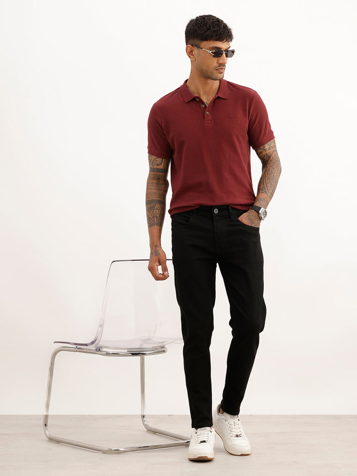 Solid Skinny Crop Fit Denim Jeans | Black