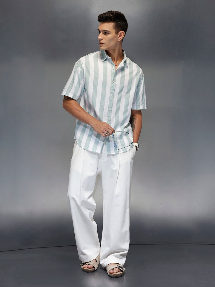 Men's casual oversize stripe shirt | White