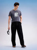 Slim Fit Placement Printed T-Shirt  | Dark Grey