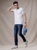 Contrast Collar White Polo T-Shirt