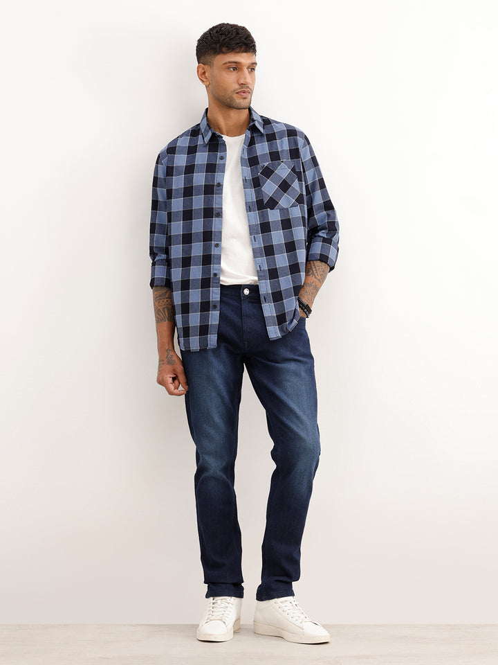 Faded Slim Fit Denim Jeans | Dark Blue