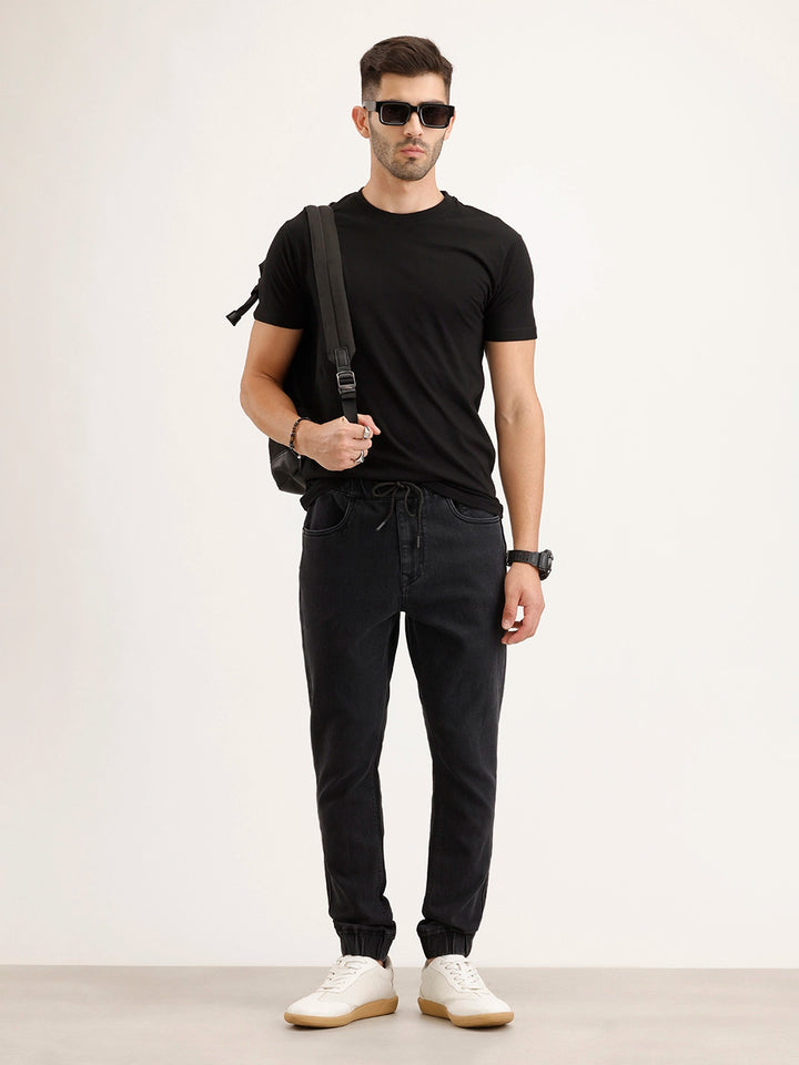Jogger Fit Denim Jeans | Black