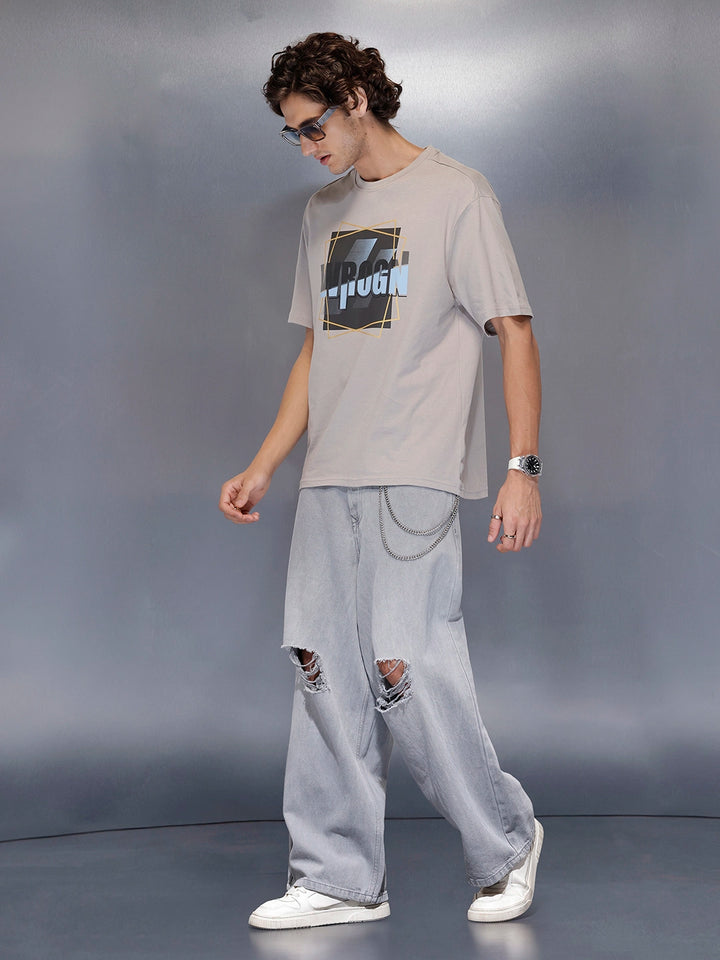 Men’s Grey oversized graphic T-shirt | Grey