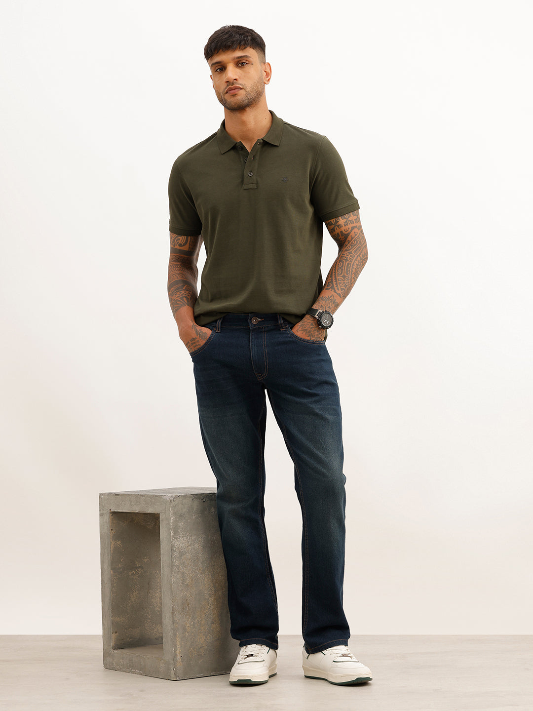 Solid Regular Fit Polo T-Shirt | Olive