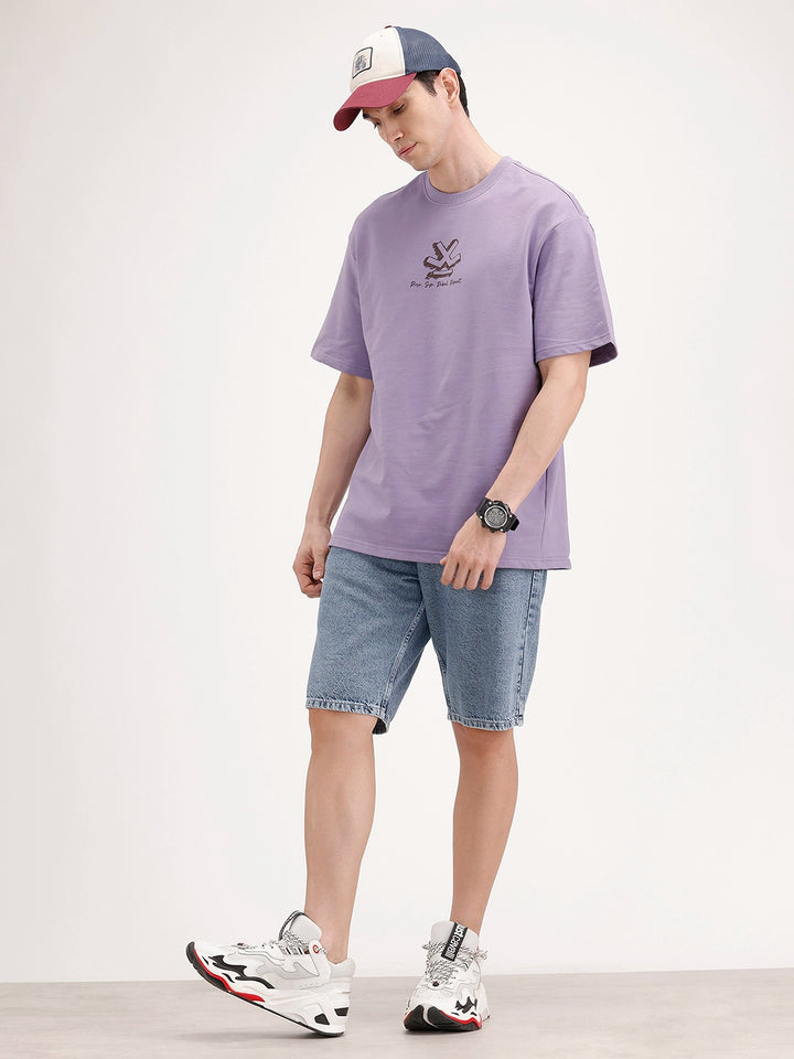 Oversized Back Printed T-Shirt | Purple