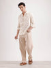 Slim Fit AOP Linen Blend Shirt  | Off White
