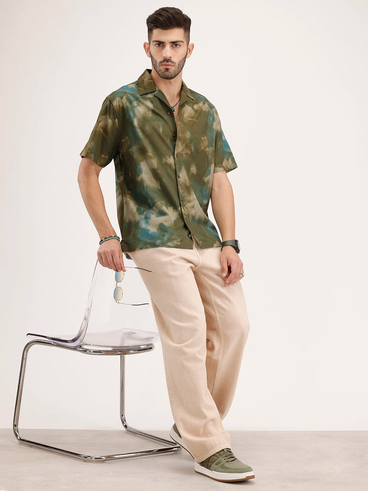 Resort Collar AOP Shirt | Olive