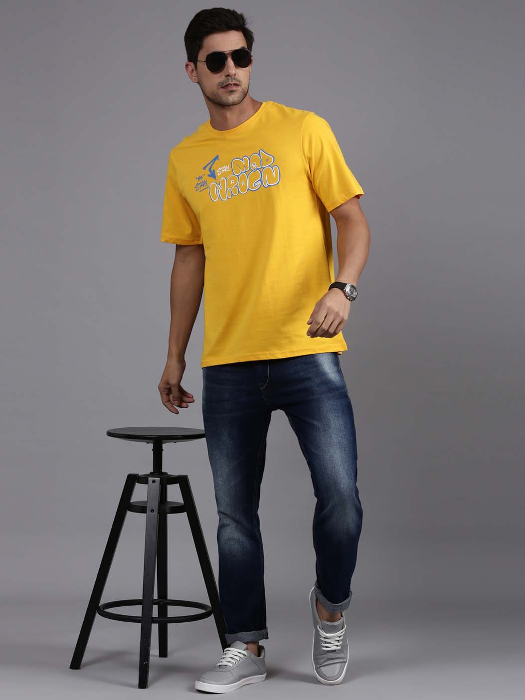 Stay Mad Printed Yellow T-Shirt