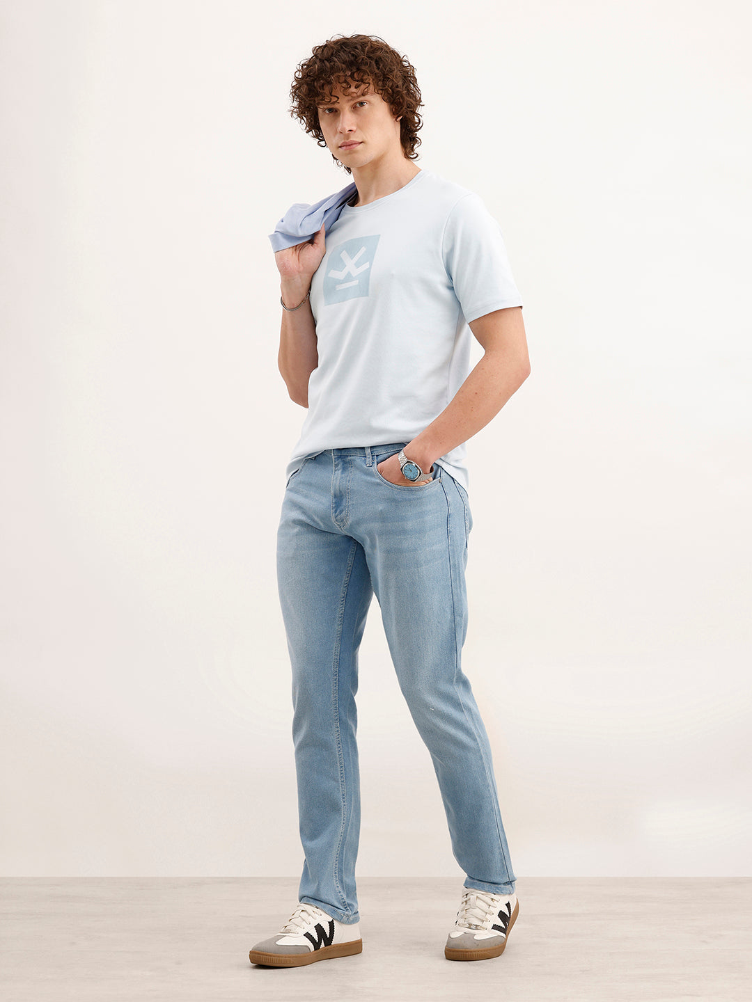 Slim Fit Solid Denim Jeans  | Light Blue