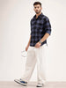Oversized Checkered Double Pocket Shirt | Blue