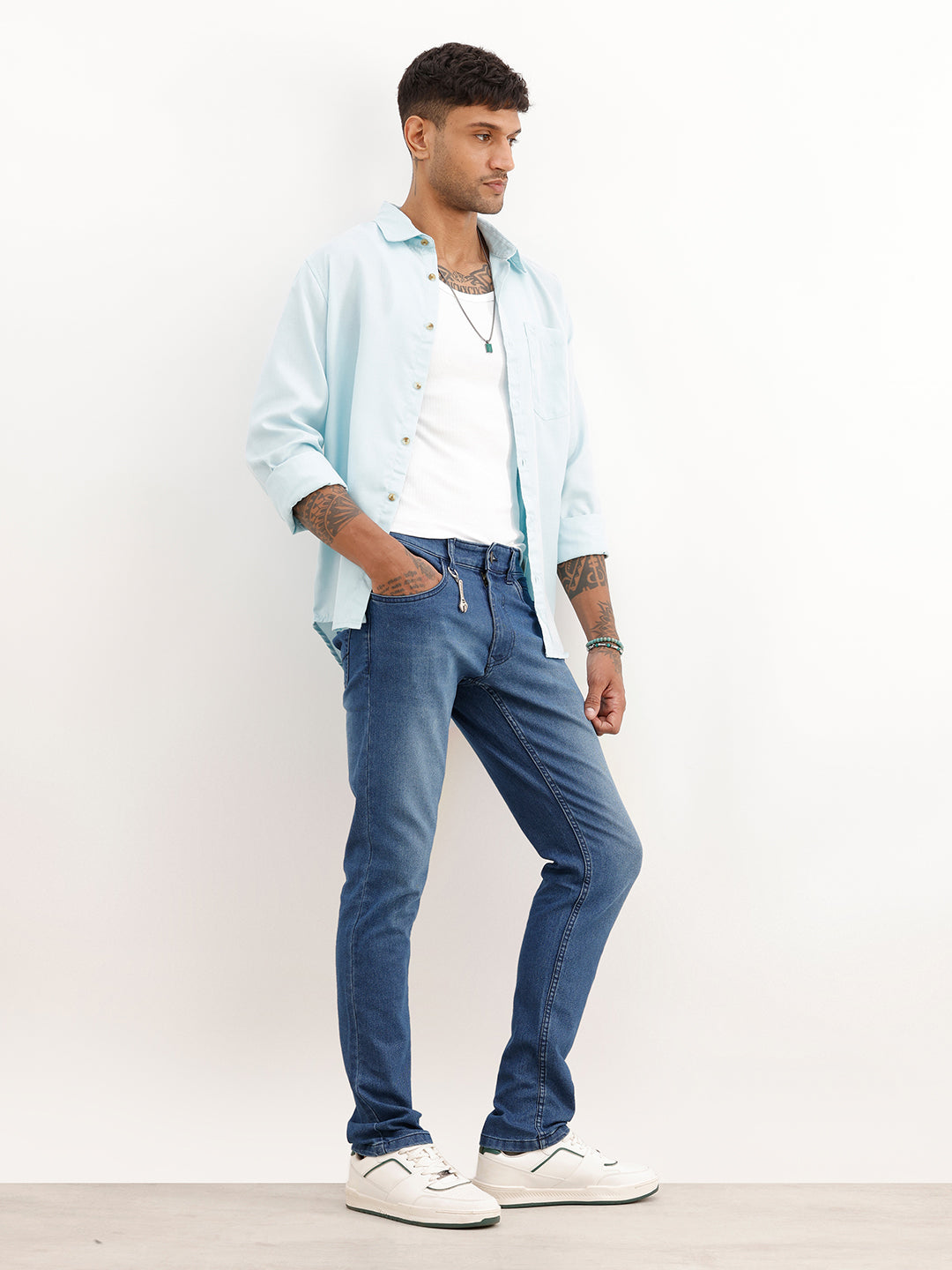 Faded Slim Fit Denim Jeans | Dark Blue
