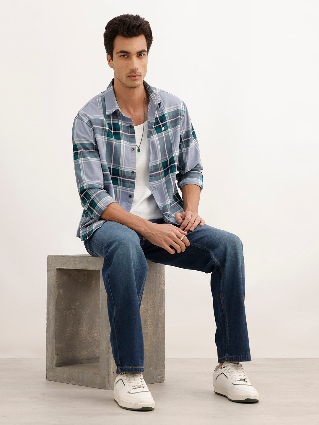 Comfort Fit Full Sleeve Checkered Shirt | Green