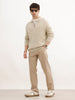 Solid Quater Zip Knitted Sweater | Beige | WSW02FSRE1068W